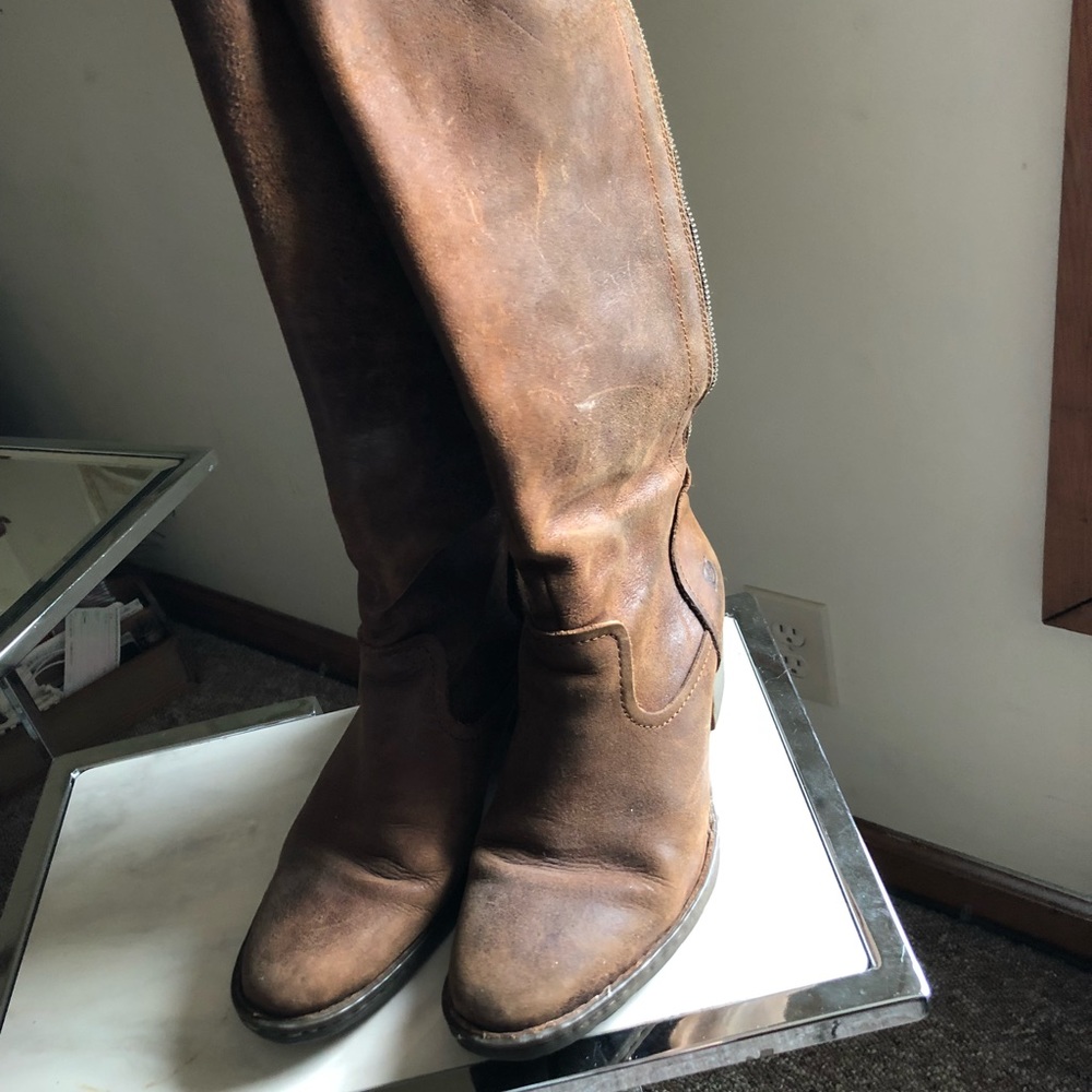 Brown Leather Born High Boots